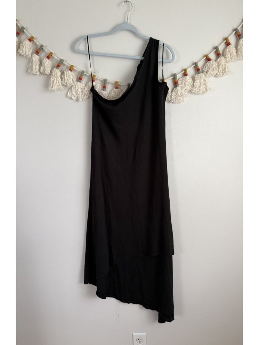 Michael Kors Black Jersey One Shoulder Asymmetric Flowy Midi Dress Minimalist L - Picture 1 of 8
